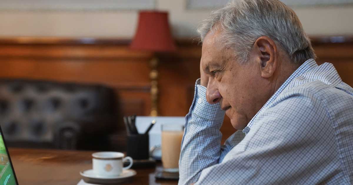 El presidente Andrés Manuel López Obrador en su despacho en Palacio Nacional.