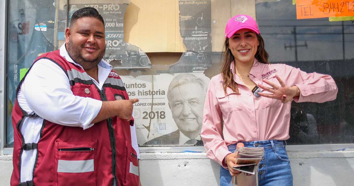 La candidata a senadora Cecilia Guadiana junto a su compañero candidato a diputado federal por el Distrito 7, Antonio Castro.