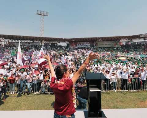 Claudia Sheinbaum Pardo, durante un encuentro en Veracruz.