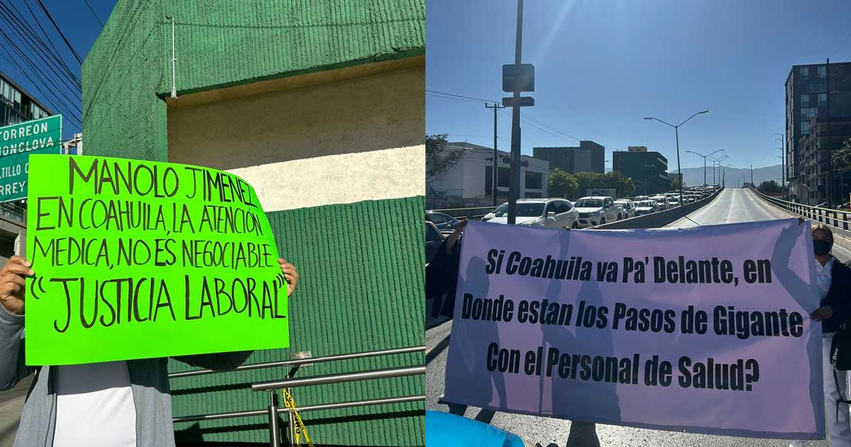 Personal médico del IMSS protestó en Saltillo.