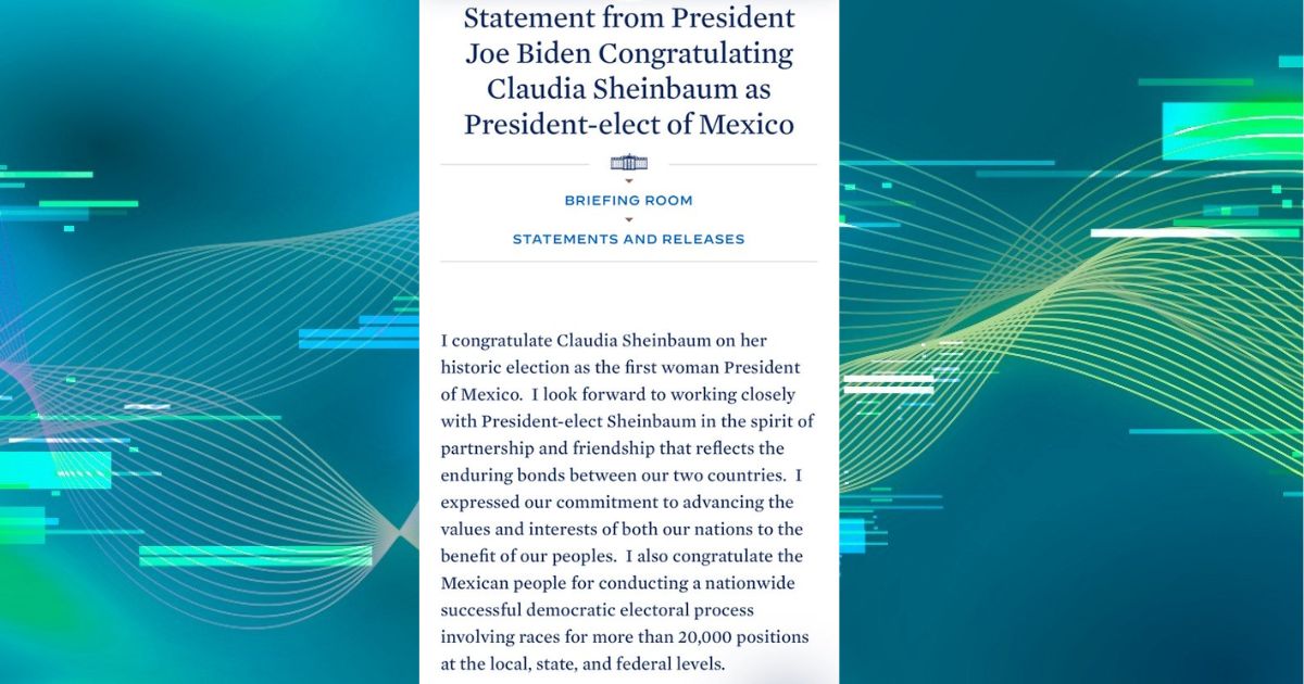 Biden felicita a Claudia Sheinbaum por convertirse en la primera mujer presidenta de México