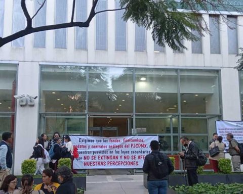 Protesta de trabajadores del Poder Judicial.