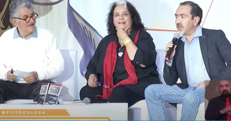 Arturo Alcalde, Lilia Cárdenas y Arturo Rodríguez en la Feria Internacional del Libro Zócalo Ciudad de México.