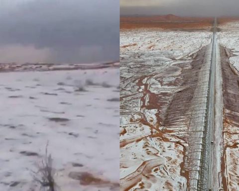 Cae nieve en el desierto de Arabia Saudita