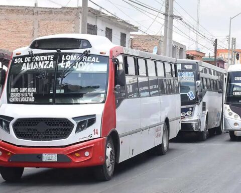 Autobuses en calle de Torreón.