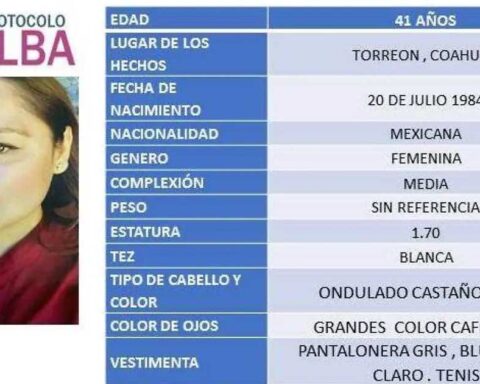 Ficha de búsqueda de mujer desaparecida en Torreón.