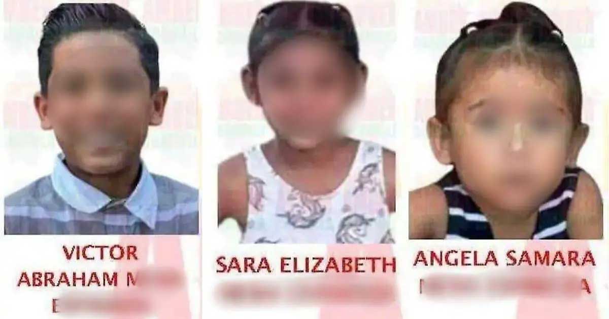 Ficha de búsqueda de los tres hermanitos sustraídos en Torreón.