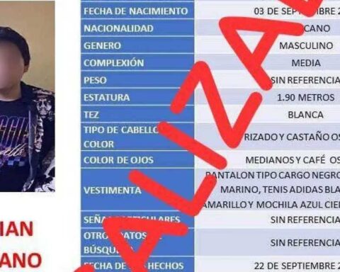 Ficha de búsqueda del joven localizado.