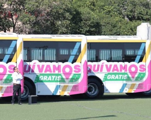 Unidades del programa de transporte Aquí Vamos Gratis en Saltillo.