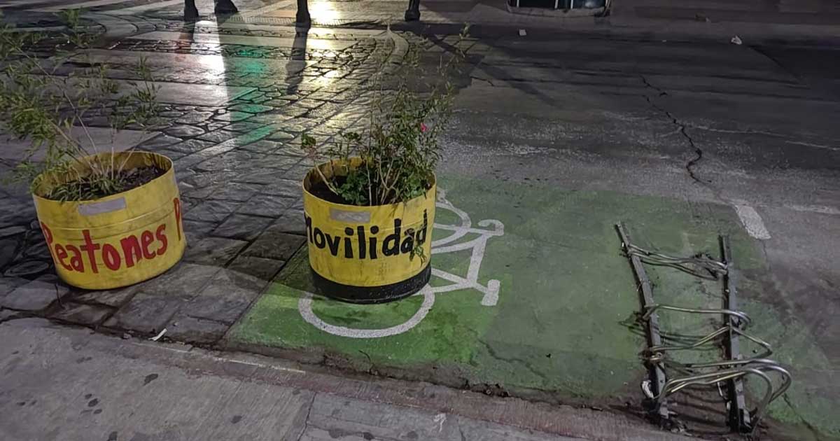 Bici estación destruida en Saltillo.