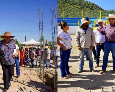 Alcalde de Ramos Arizpe con ciudadanos recorriendo la obra.