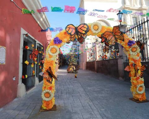 Arco en la entrada del Paso de la Mariposa Monarca.