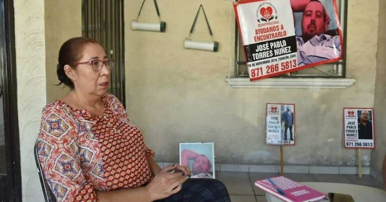 Olga Núñez, la madre de José Pablo Torres Núñez, desaparecido en Torreón.