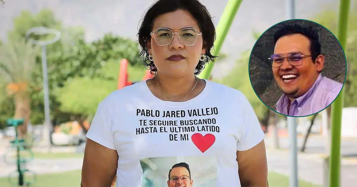 En grande, la madre de Pablo Jared; en un círculo, Pablo Jared.