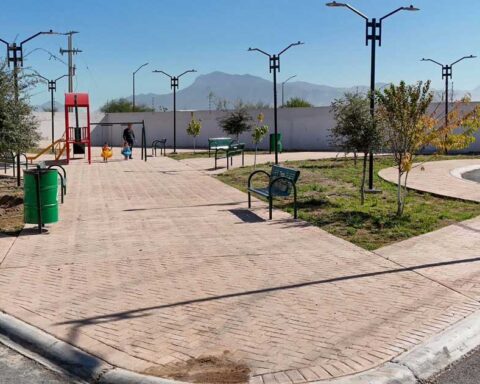 Plaza rehabilitada en Ramos Arizpe.