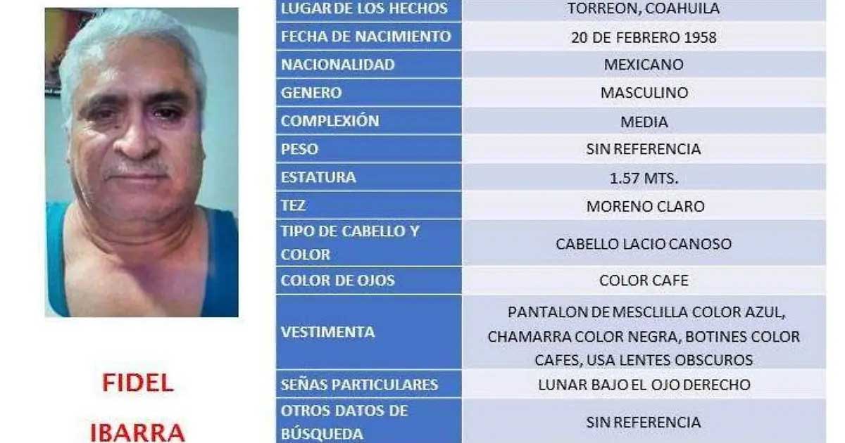 Ficha de búsqueda de hombre desaparecido.