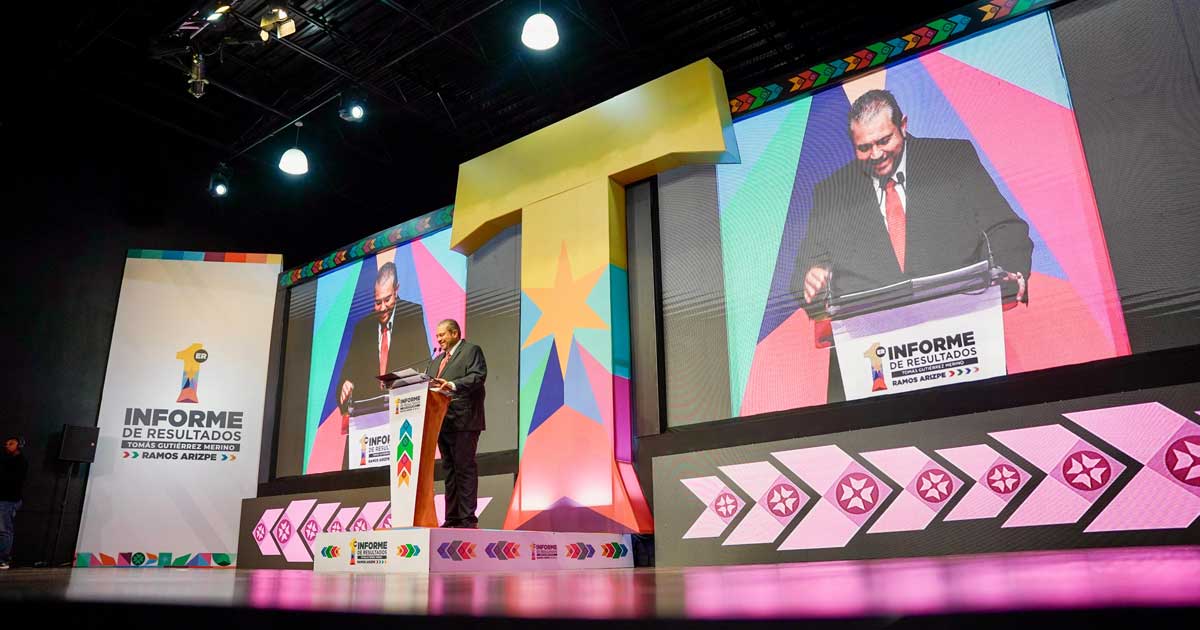 Alcalde de Ramos Arizpe Tomás Gutiérrez en su informe de gobierno.
