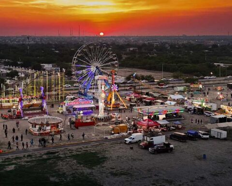 Vista aérea de la Feria del Norte en Piedras Negras.