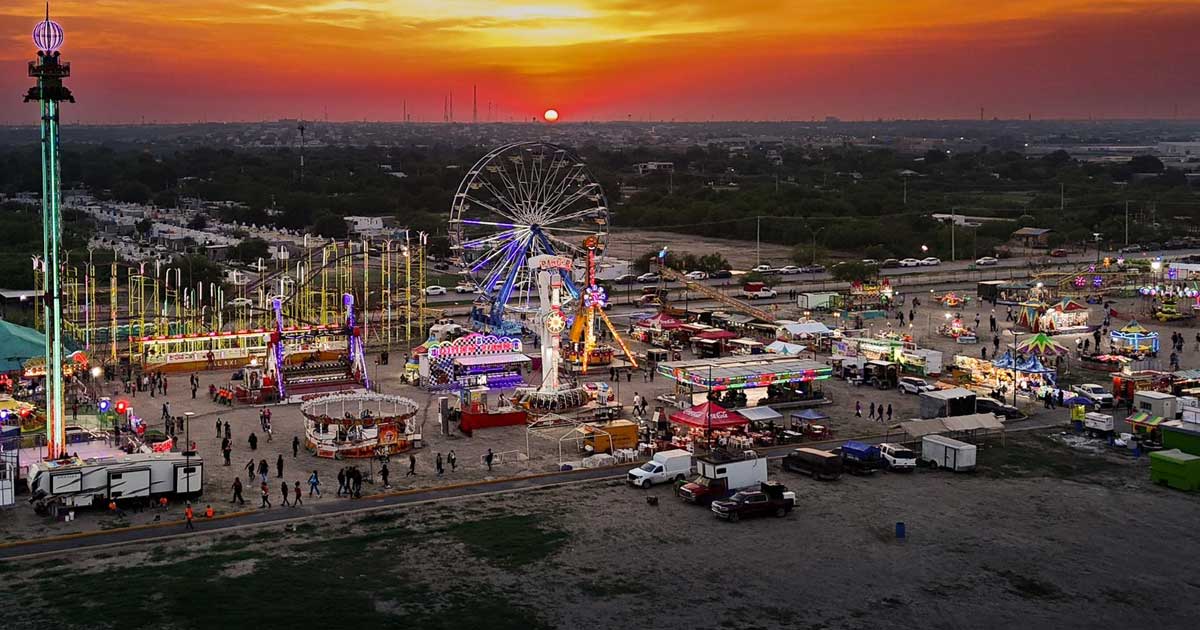 Vista aérea de la Feria del Norte en Piedras Negras.