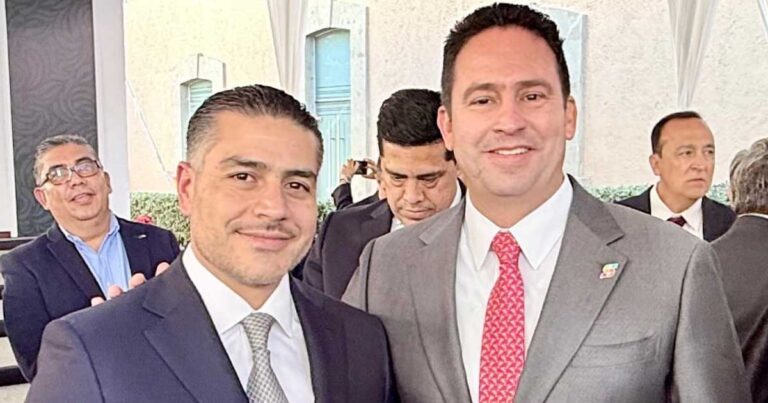Omar García Harfuch y el alcalde de Saltillo Javier Díaz.
