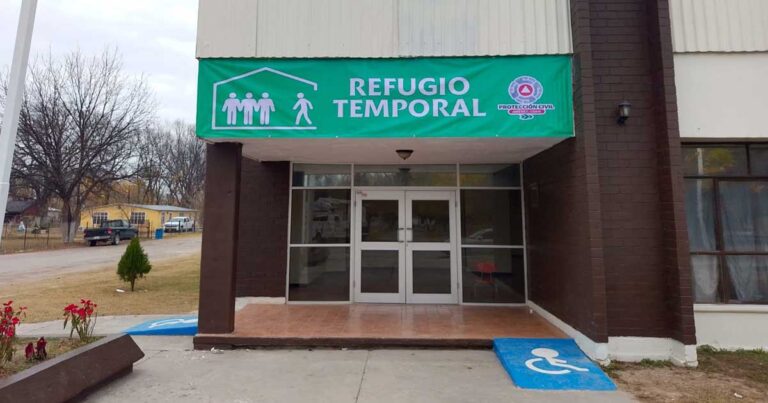 Fachada de refugio temporal en Coahuila.