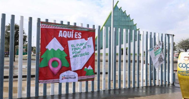 Exterior de un entro de acopio para pinos de Navidad en Saltillo.