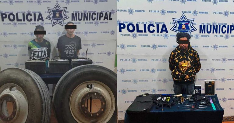 Hombres detenidos por la Policía Municipal de Ramos Arizpe.
