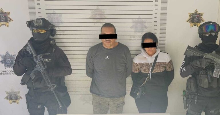 Pareja detenida en Saltillo.