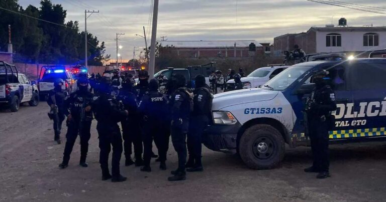 Policías y una patrulla en Guanajuato.