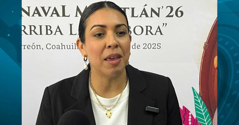 Michelle Aguilar, subsecretaria de Turismo de Sinaloa durante su visita a Torreón.