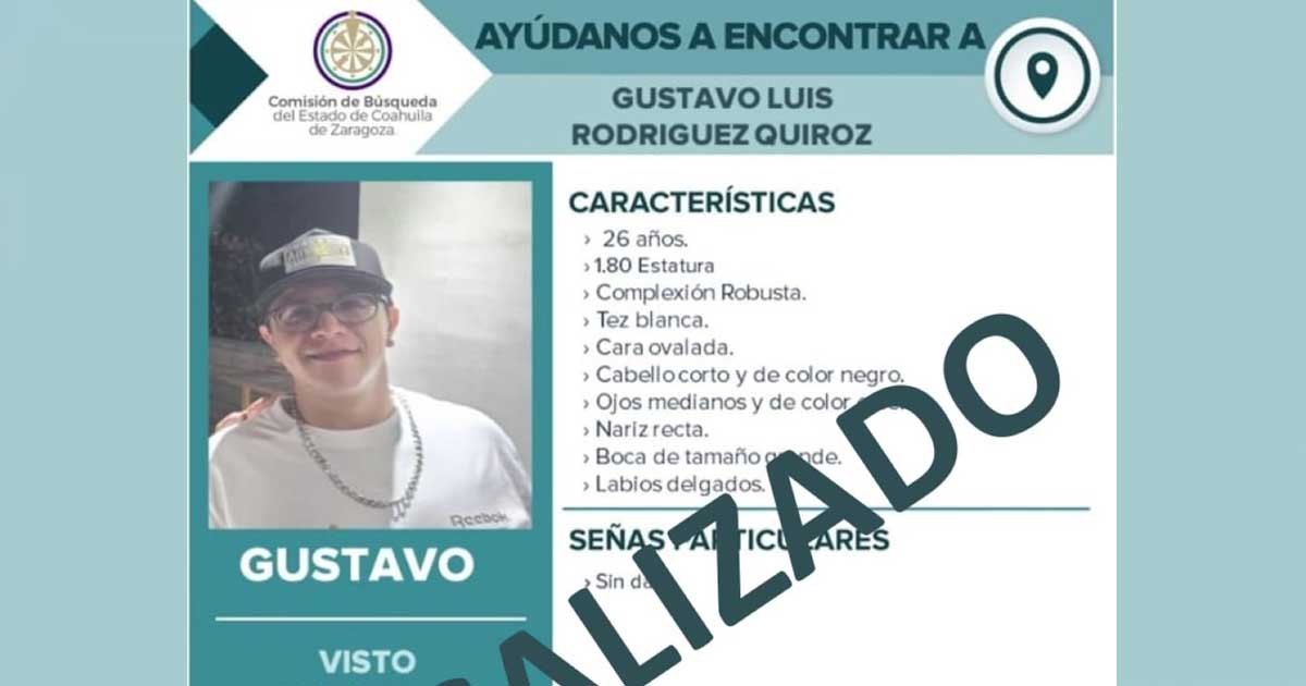Ficha de búsqueda del joven reportado como desaparecido en Torreón.