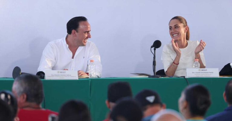 Manolo Jiménez, gobernador de Coahuila, y la presidenta Claudia Sheinbaum.