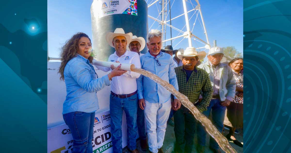 Entrega de obra hidraúlica en un ejido de Ramos Arizpe.