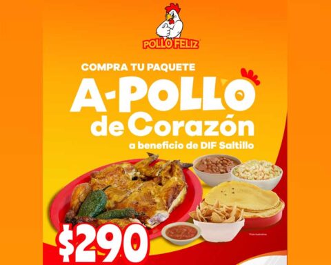 Promocional del paquete mostrando un platillo y el precio.
