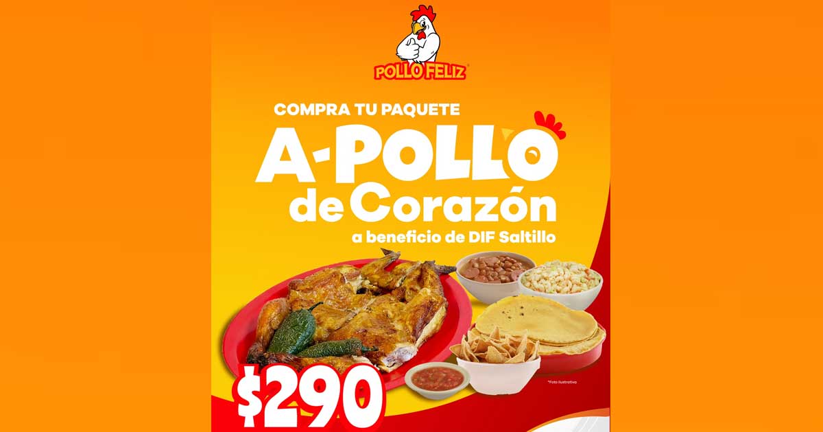 Promocional del paquete mostrando un platillo y el precio.